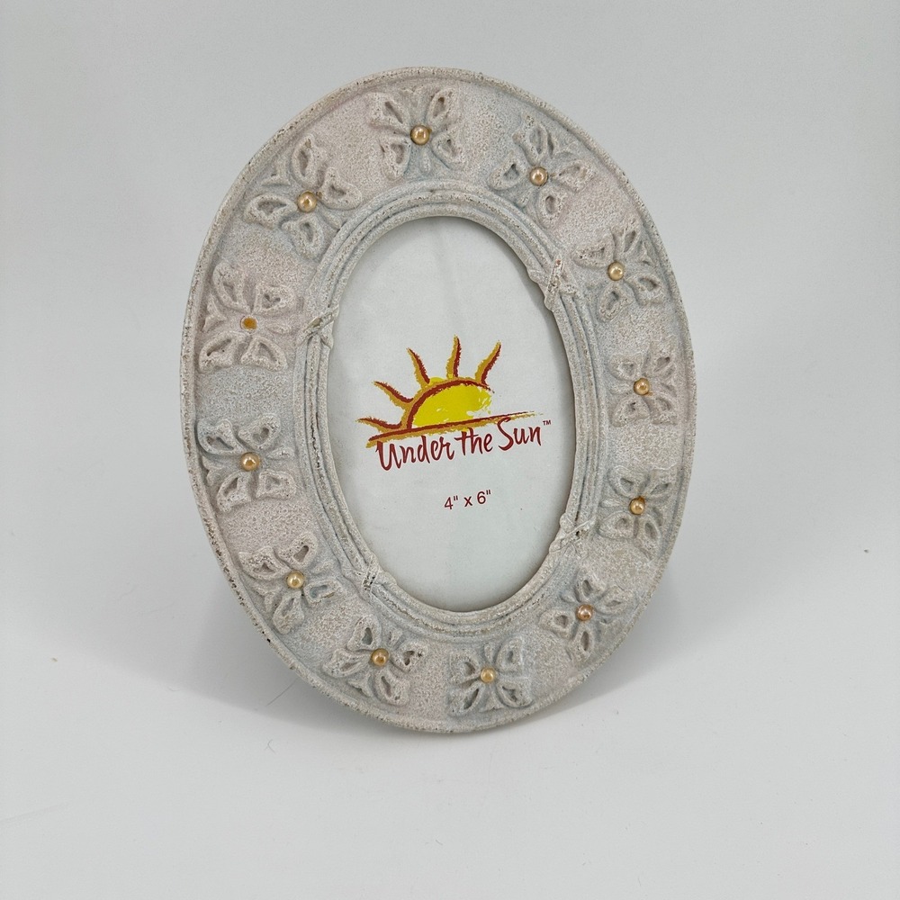 Under the Sun Oval Butterfly Photo Frame 4x6 Textured Stone Look UBF87129